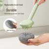 Long Handle Stainless Steel Pot Brush Detachable Scrubber for Kitchen Cleaning