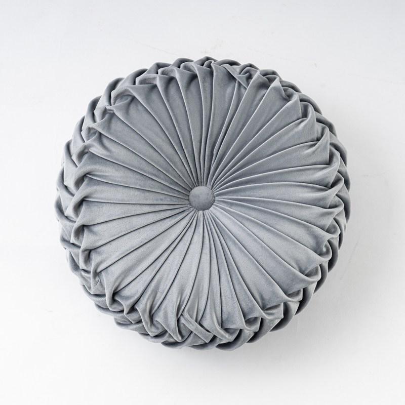 Velvet Pumpkin-Shaped Lumbar Pillow Cushion - Solid Color, Hand-Sewn.