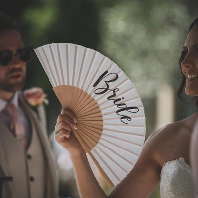 White Bride Hand Fan Summer Beach Pool Wedding Engagement Bachelorette Party Decoration Bridal Shower Honeymoon Bride To Be Gift