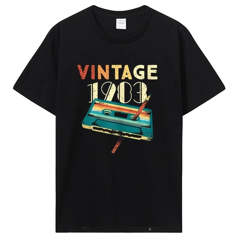 Birthday T Shirts for Unisex Women 1983 Old T Shirt Short Sleeve Graphic Tshirt Casual Clothing Tee Streetwear