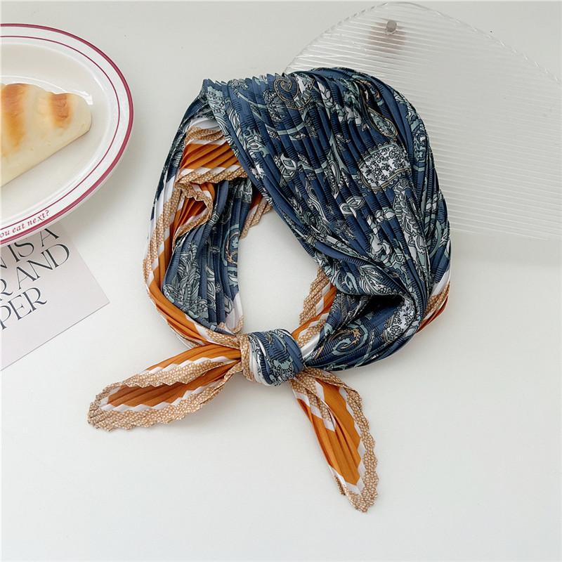 70cm Crumpled Scarf Kerchief Print Square Scarves Women DIY Hair Band Ribbon Headscarf Bandanas Headband Neck Wraps Neckerchief