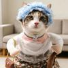 1 Set Old Lady Dog Costume Curly Hair Hat And Floral Cats Dress Funny Pet Outfit for Cats And Small Dogs Parties Festivals