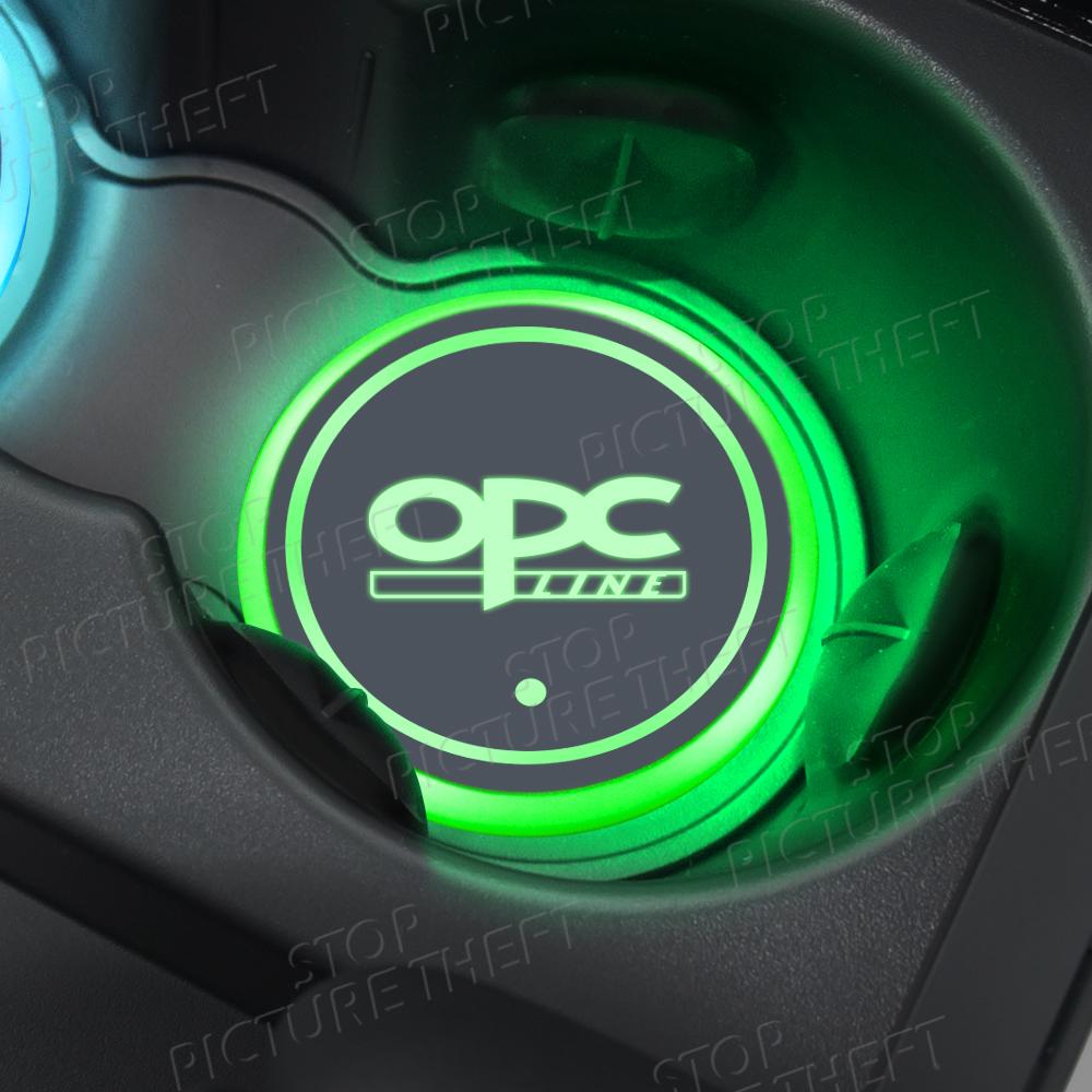 CIC1 For Opel Vauxhall OPC Line Logo Antara Astra Corsa Meriva GSI Emblem Led Car Water Cup Mat Drink Holder Auto Interior Decorative