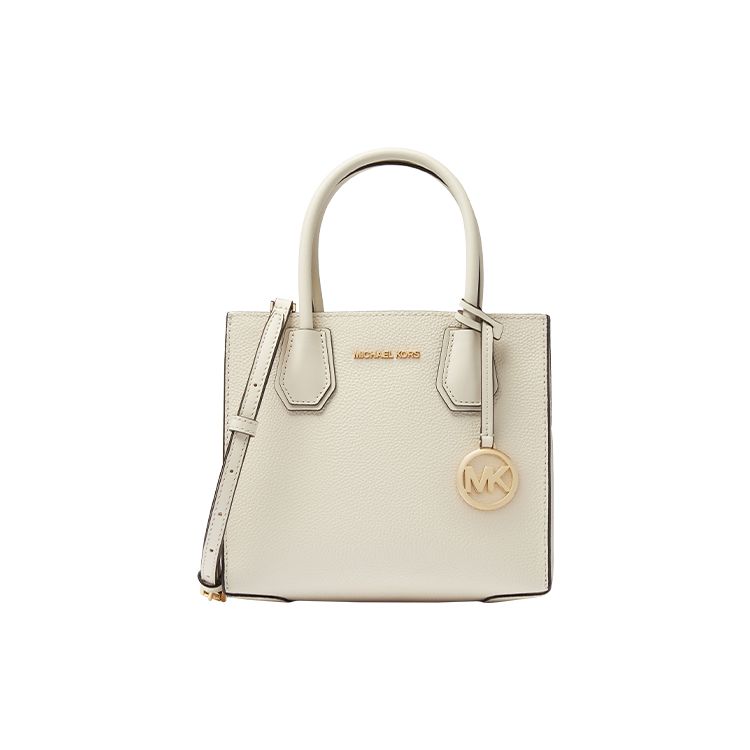 

Michael Kors MK Mercer Solid Letter Logo Vintage Litchi Grain Leather Accordion Bag Women handbags Cream 35S1GM9M2L-289 Medium