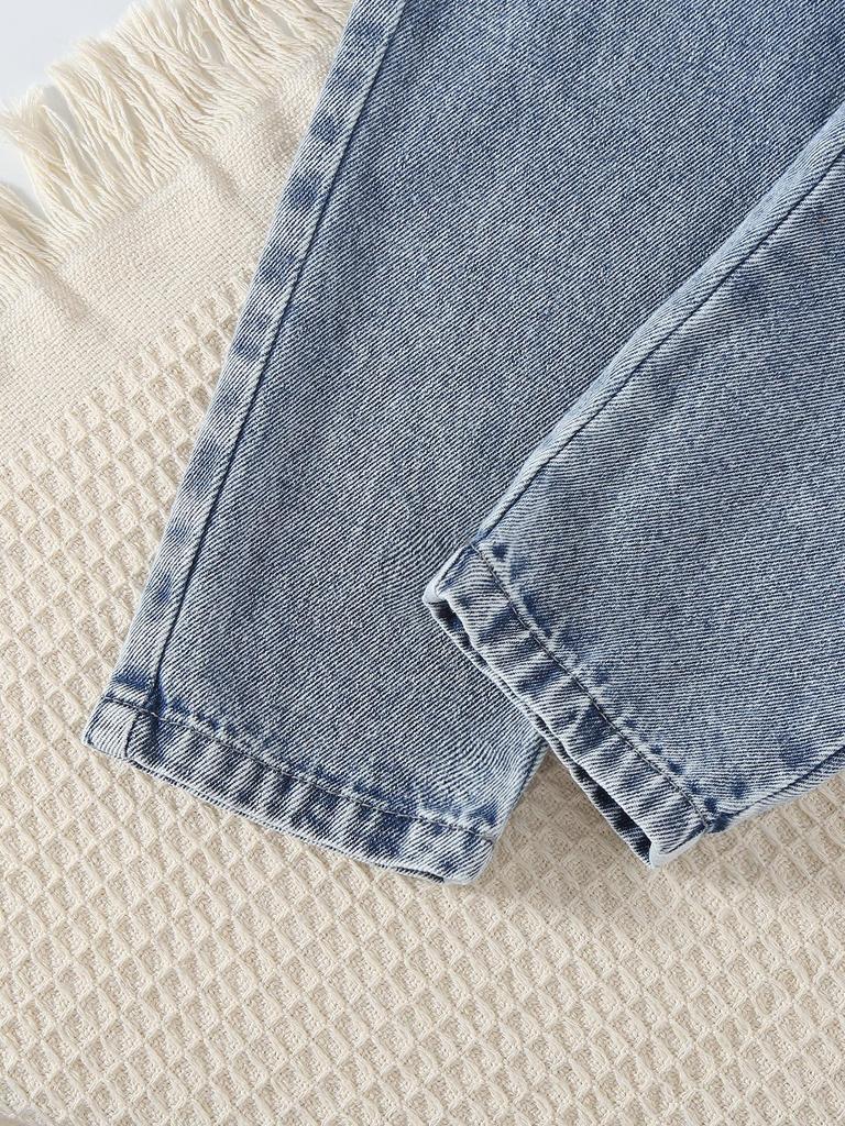 Girls' 2-Piece Set: Long-Sleeve Sweatshirt with Cute Bear and Bow Pattern & Casual Denim Pants (Spring/Autumn/Winter)