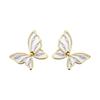 Süße Schmetterlings-Steckohrringe im koreanischen Stil, leichter Luxus, mit Zirkonia akzentuiert, Muscheltextur, Schmuck für Damen