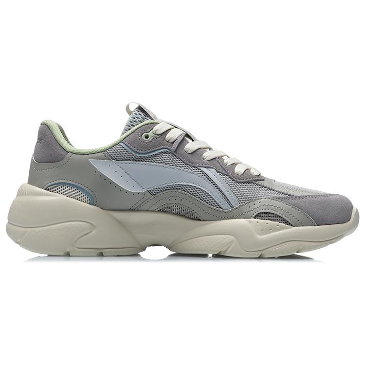 Li Ning Cushioning Slip Resistant Abrasion Resistant Low Top Running Shoes Unisex Gray AGCR165-3