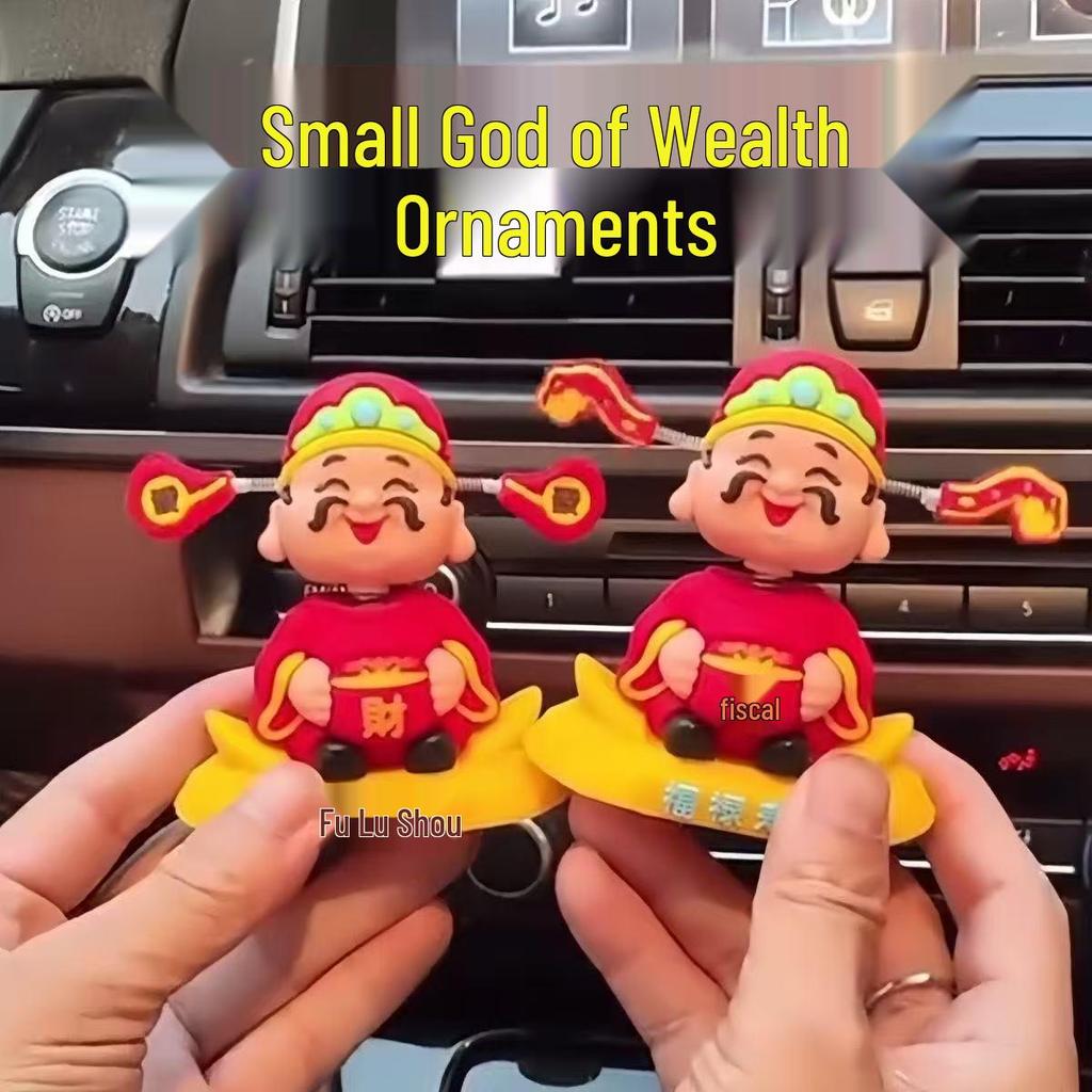 2025 Chinese Style God of Wealth Bobblehead Car Ornament: Cute Cartoon Interior Decoration