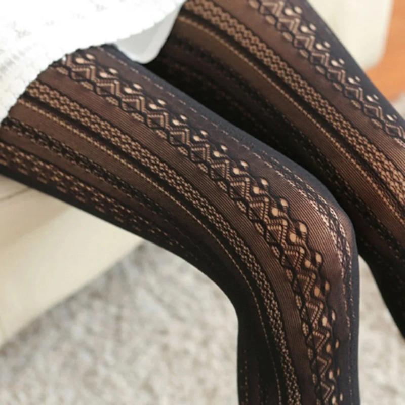 Autumn Women Lolita Tights Lace Stockings Woman Hollow Out White Female Pantyhose Stockings Tattoo Tights Pattern