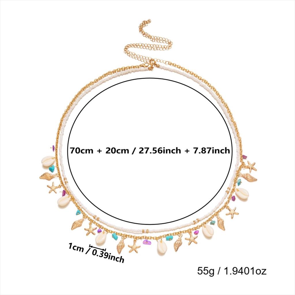 Double Layer Conch Starfish Shell Tassel Rice Beaded Waist Chain For Women Men Ocean Gravel Belly Chain Summer Boho Body Jewelry
