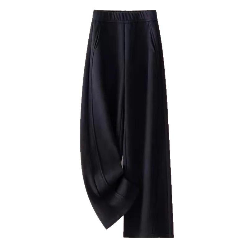 Women's Fluffy Thickened Glutinous Rice Banana Pants - 2025 Autumn/Winter, Casual and Comfortable Straight Leg Style