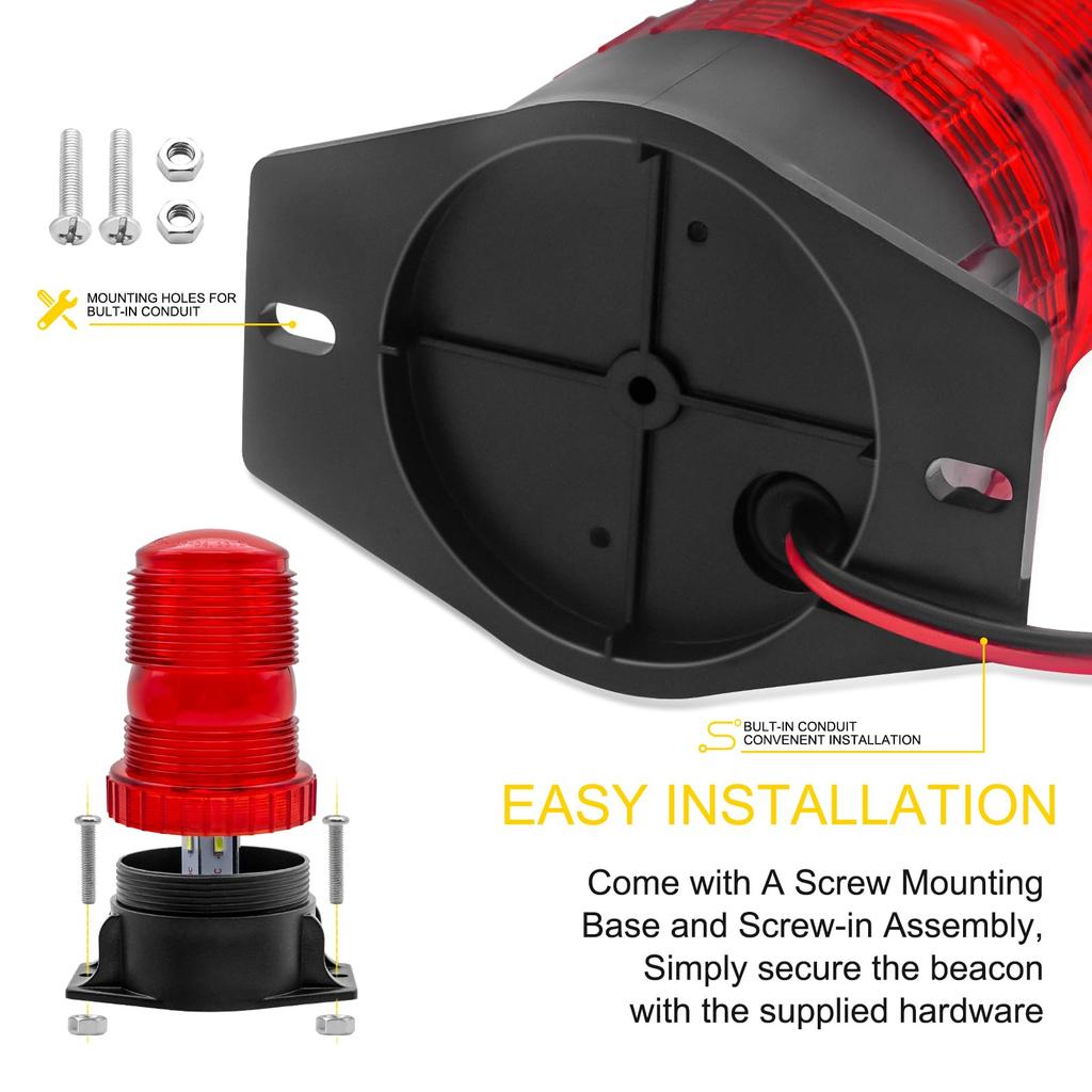 Warning Light LED Red 12V 24V Flashing 15W 30LED Emergency Danger Warning Strobe Flashing Signal Light Forklift Flash Safety Warning Light Fire Engine