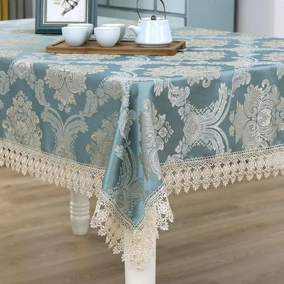 Toalha de mesa jacquard retangular de alta qualidade, toalha de mesa de centro minimalista para uso doméstico, com borda de renda, toalha de mesa universal