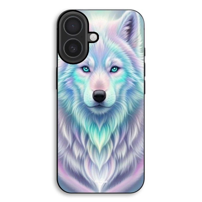 Coque de téléphone - MANIACASE - iPhone 17 - Silicone TPU - Souple - Loup blanc reflet violet