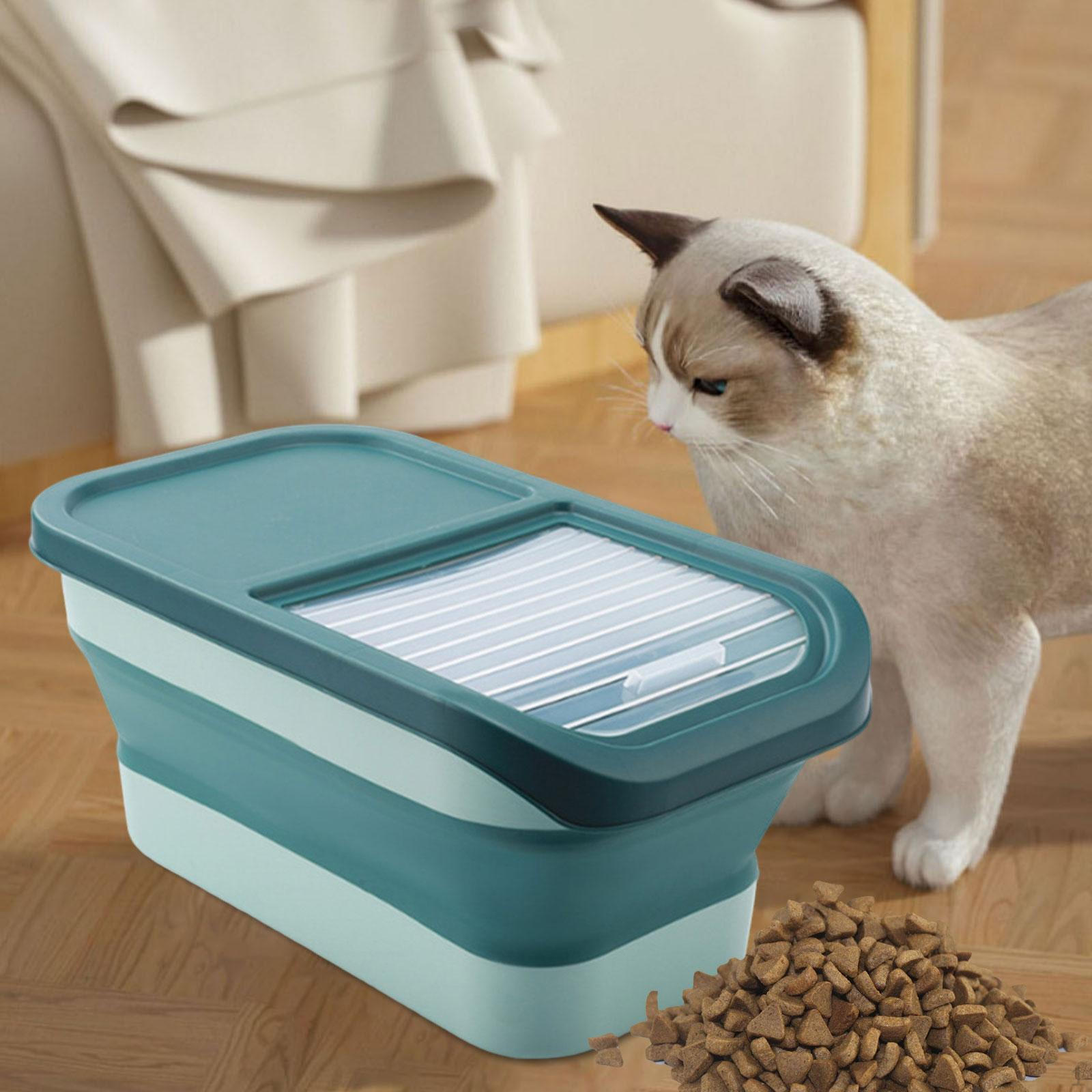 

Collapsible Cat And Dog Food Storage Container, Pet Container with Lid, зелений