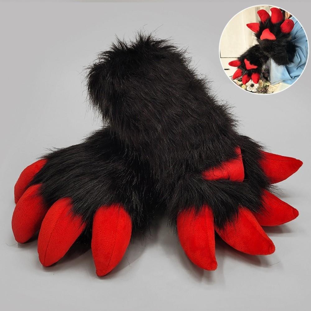Faux Fur Animal Fursuit Paw Gloves Cartoon Anime Claw Mittens New Furry Gloves  Props