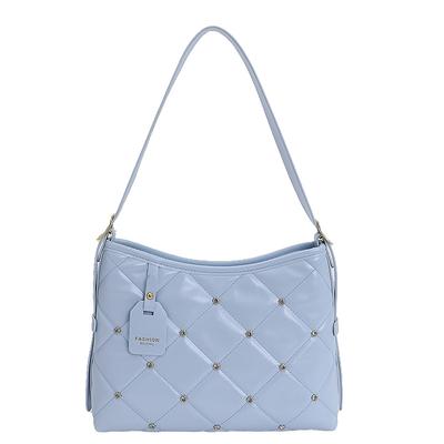 Diamond-in Silver Bag with Diamond-set Large Capacity Underarm Crossbody Bag Versatile and Fashionable and Simple