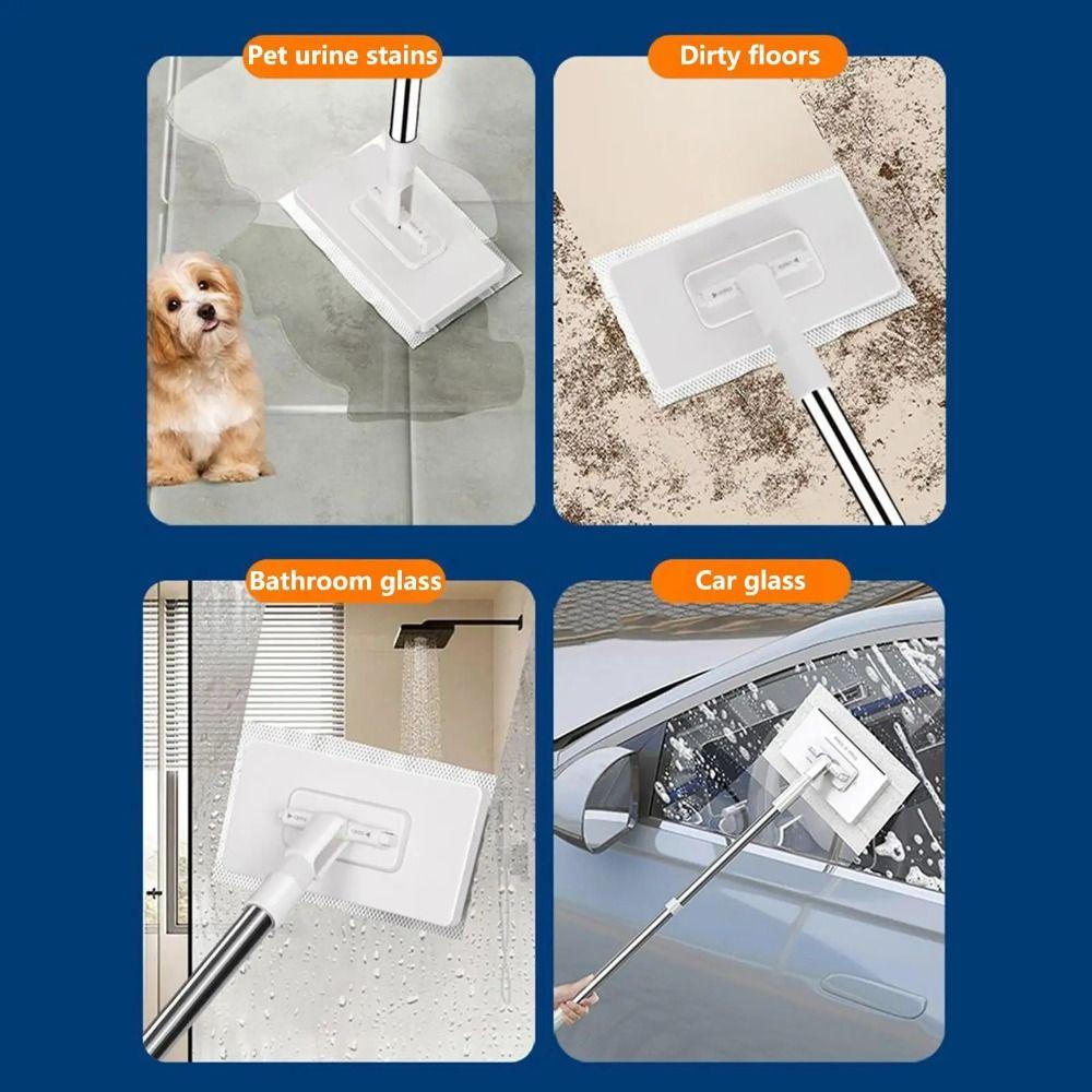 with 3 Reusable Cloths Dust Mops Clamping Automatic Mop Clip New Lazy Mop  Household