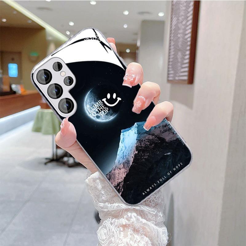 Snow Mountain Is Suitable for Samsung S24ULTRA Mobile Phone Case S23 Glass Mirror S22 Trendy Brand A52A54 Boys New A14