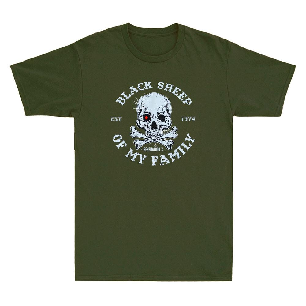 Skeleton Gen X Est 1974 Black Sheep Of My Family Retro Unisexs Short Sleeve Tshirt