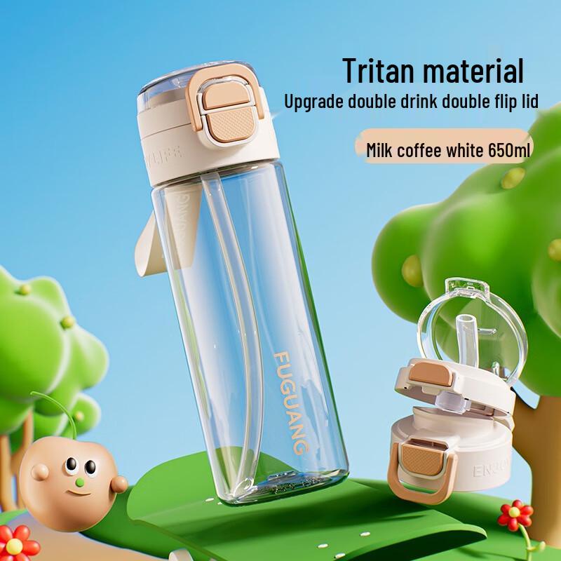 FUGUANG Kids Portable Straw Glass Water Bottle