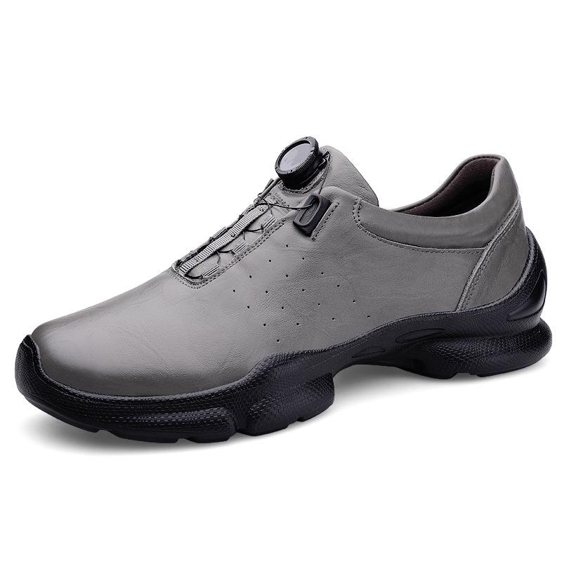 Men s Summer Breathable Cowhide Lace-Up Loafers - Casual Sporty Dad Shoes 41
