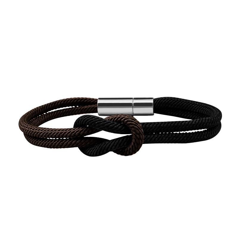 Two Tone Milan Rope Adjustable 8-shaped Knot Bracelet for Couples Creative Stainless Steel Magnetic Buckle Handmade Jewelry