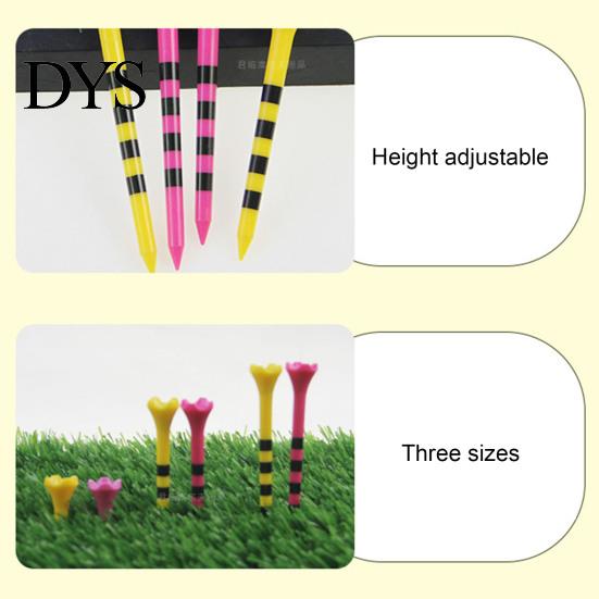 Verstellbarer Tee 10 Stück 38/70/82MM Golf Gestreift Spitze Scharf Kunststoff Ballhalter Trainingshilfe Spike Set Zubehör Golfer Geschenke Robust