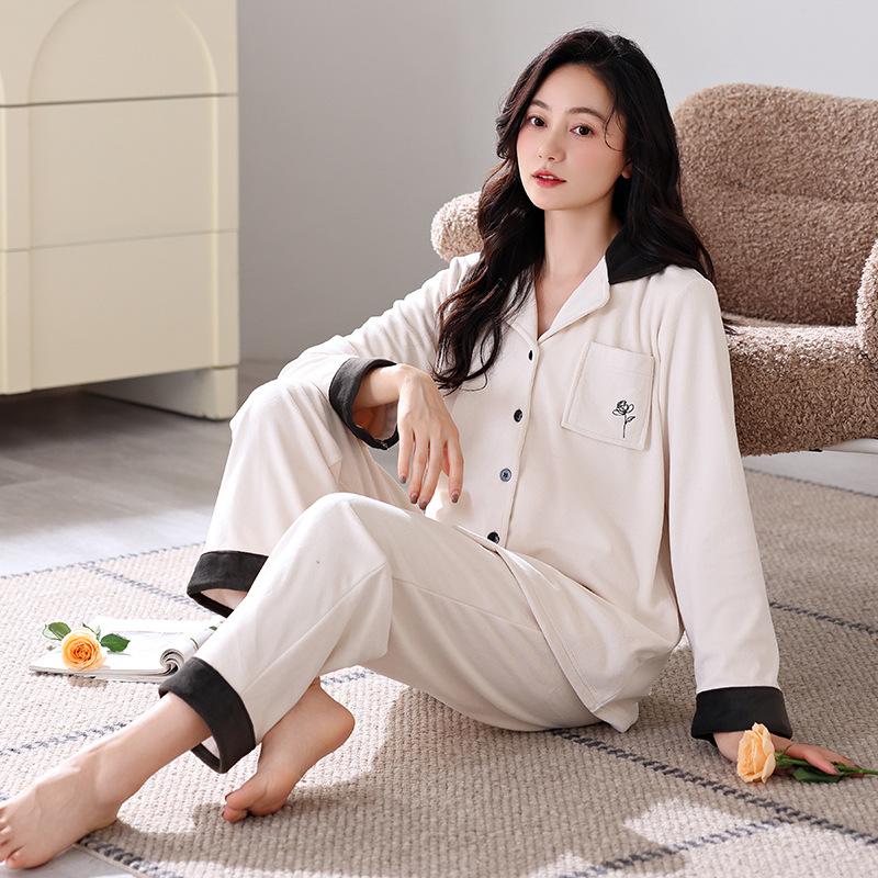Pajamas Women'S Autumn And Winter Long-Sleeved Warm Island Fleece Thickened Coral Fleece Spring And Autumn Loungewear