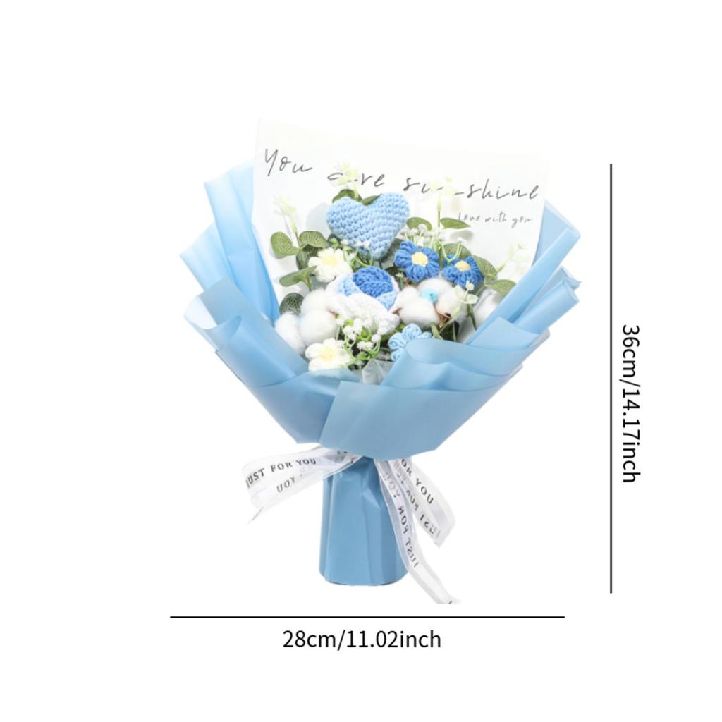 Crochet Flowers Gift Bouquet Knitting Flower Handmade Table Decoration for Home Decor Multifunctional Finished Product
