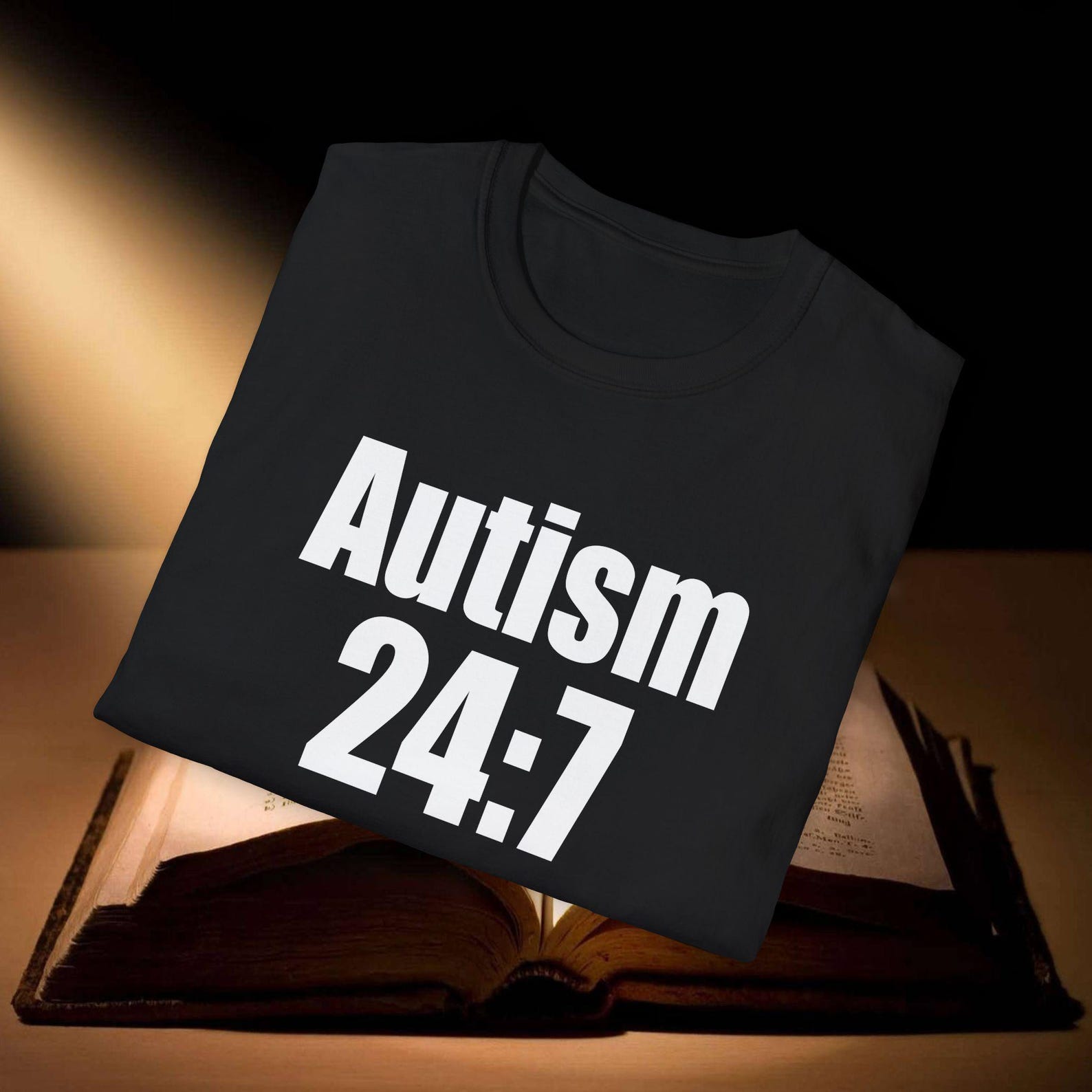 Autism 24:7 Bible Funny Meme TShirt, Neurodivergent Joke Tee 2XL
