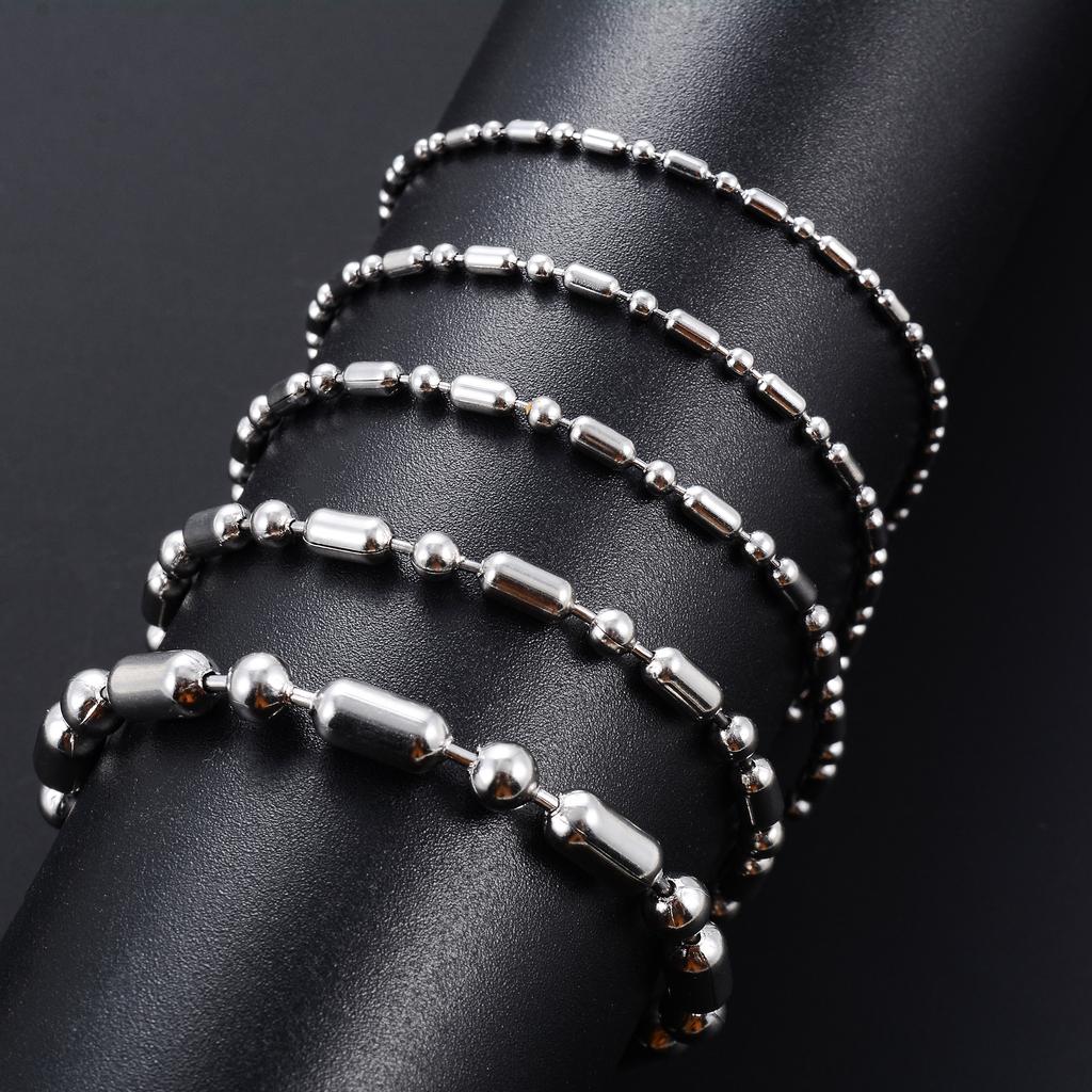 Chic Stainless Steel Beads Bracelet Link Bamboo Hand Chain for Women Men Wristband Anklets Ankle Chain Metal Jewelry Accessories