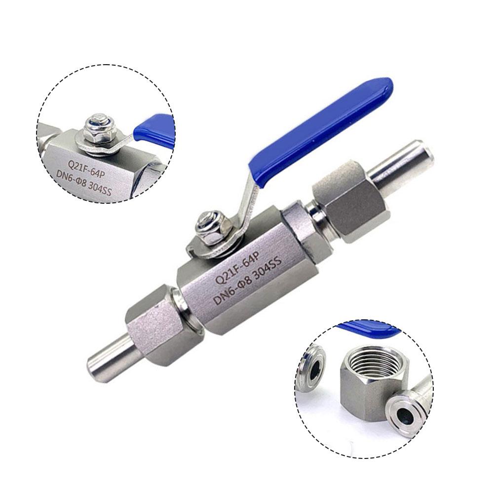 304 Stainless Steel Valve Connector Pipeline Connector DN6- 12mm Stainless Ball Valve 0-120 C Easy Installation