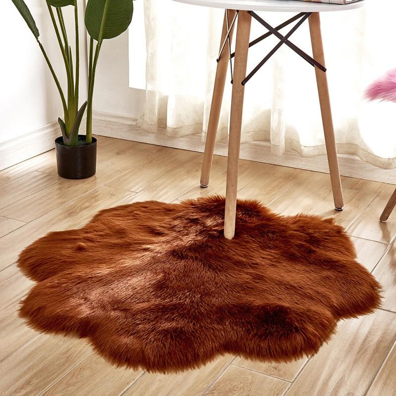 Floral Shaped Plush Area Rug Living Room Bedroom Window Seat Modern Decor Soft Acrylic Floor Mat