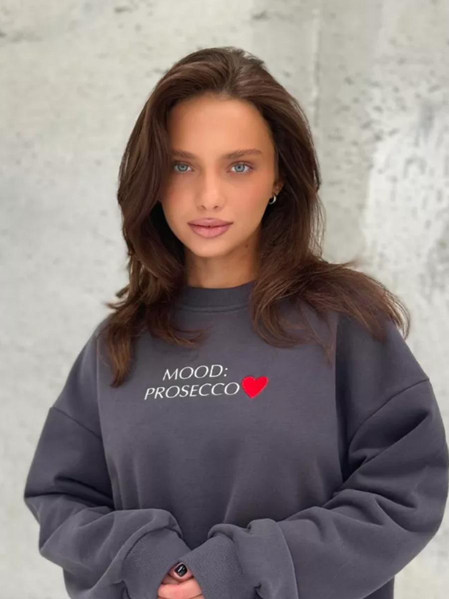 100% cotton bundle T-shirt early autumn fashion letter print lazy style versatile top XXXL темно-серого