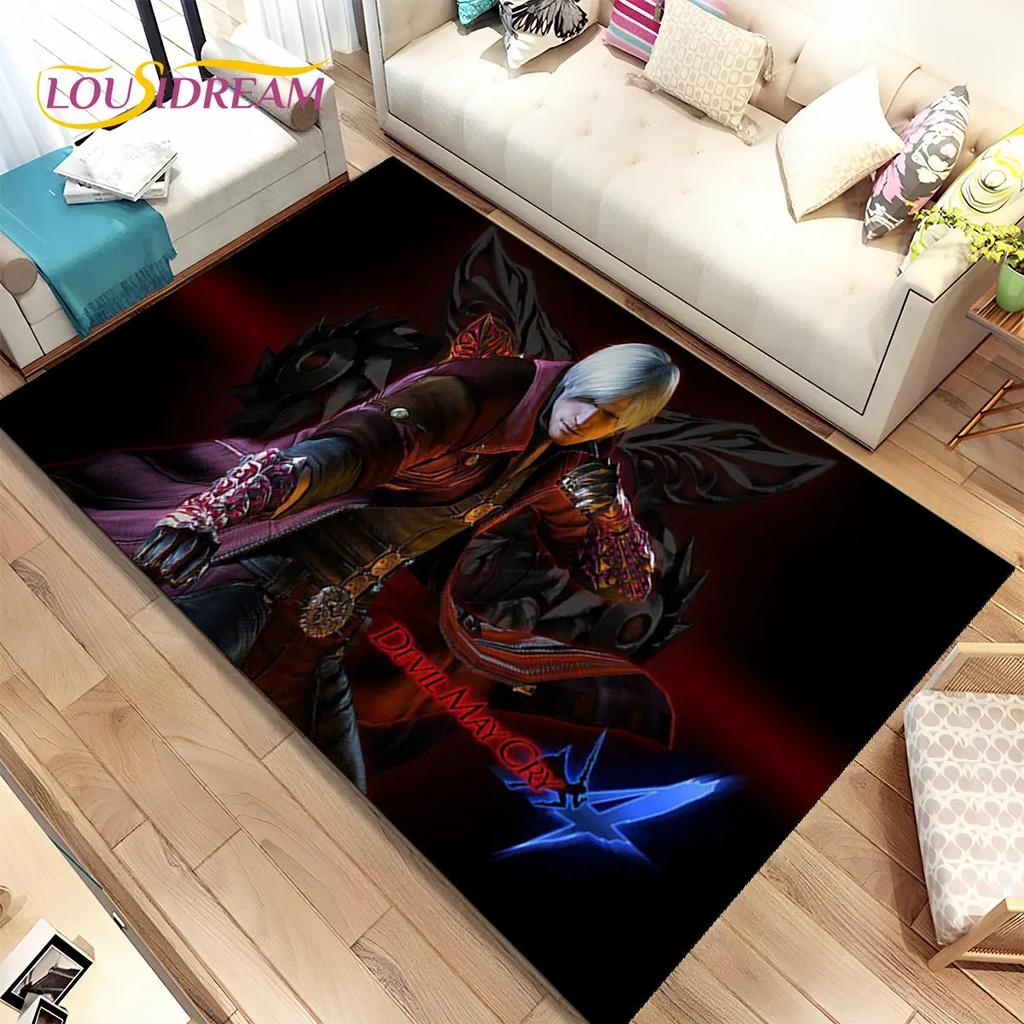 Tapis de jeu 3D HD D-Devil May Cry DMC, Tapis de sol pour salon, chambre à coucher, canapé, paillasson décoratif, tapis de sol antidérapant pour enfants