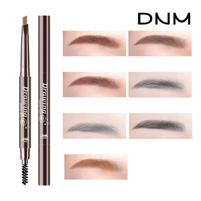 DNM Lápis de sobrancelha triangular duplo de 7 cores com pincel para aplicação natural e fácil para iniciantes