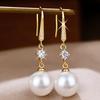 Koreanische Luxus Zirkon Perlen Hängeohrringe für Damen Temperament Lange Tropfenohrringe Braut Verlobung Hochzeit Party Schmuck Geschenk