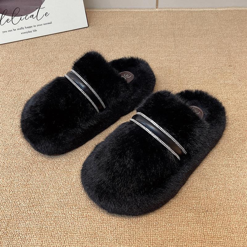 2025 Autumn and Winter Korean Version Cotton Shoes Plush Shoes Warm Plush Shoes Soft-soled Versatile Cotton Slippers