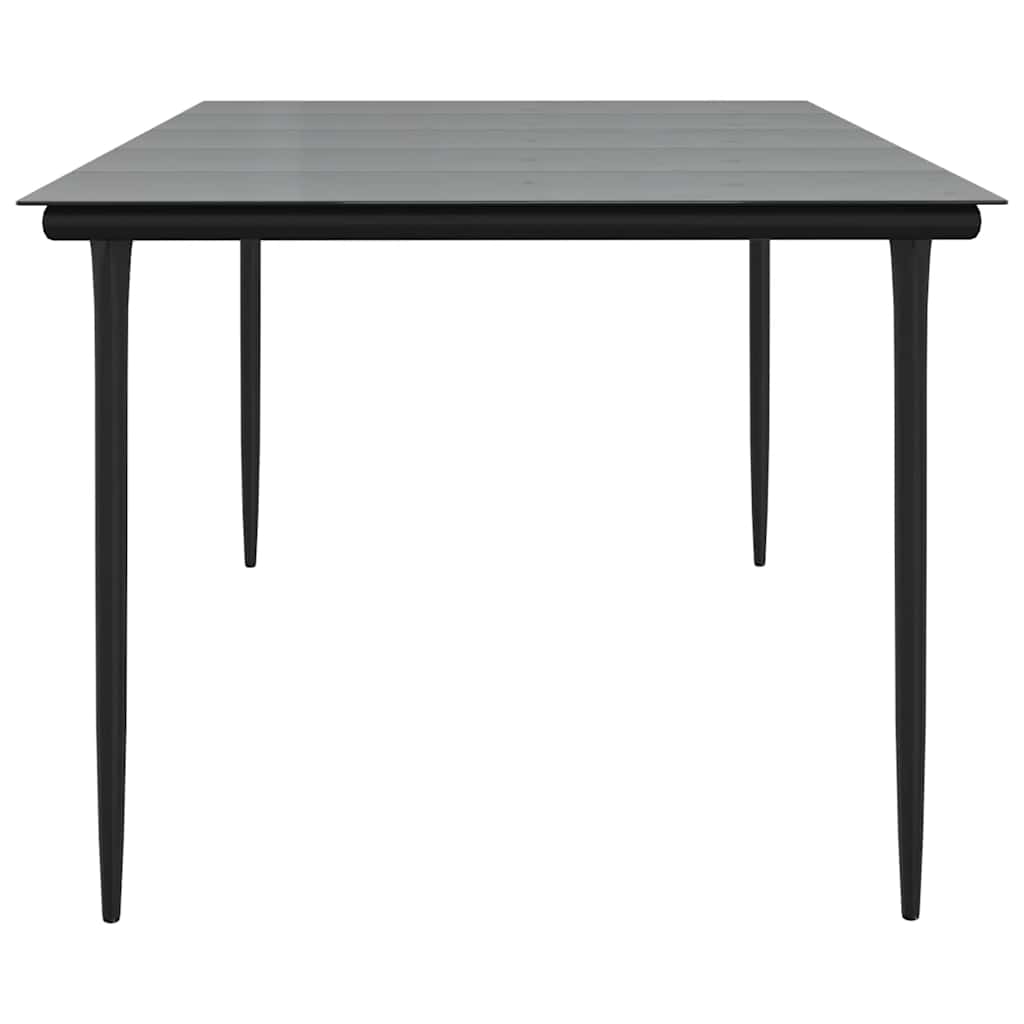 Garden Dining Table Black 200 x 100 x 74 cm Steel and Tempered Glass