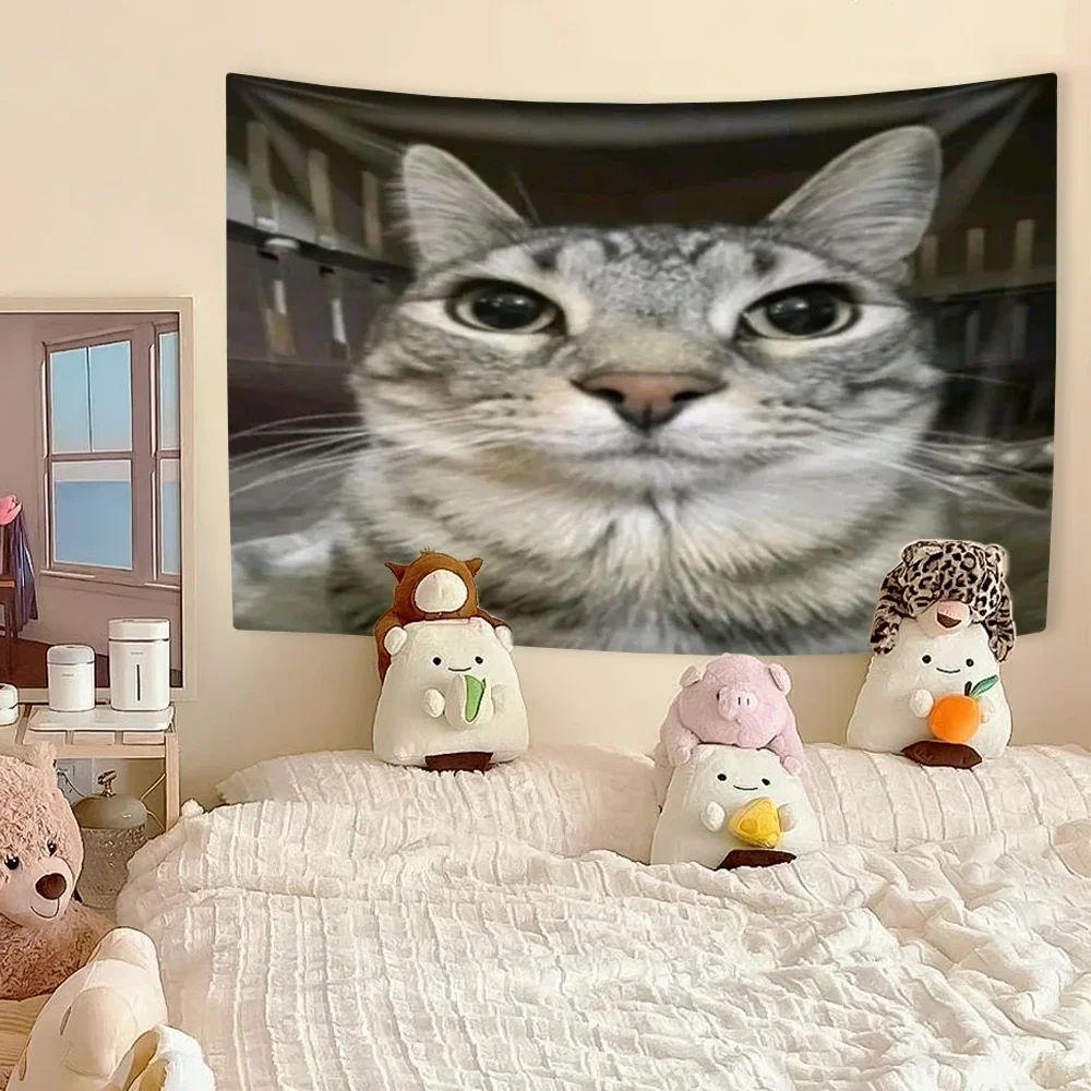 

Tapestry funny meme with a cat kawaii animal 75x100 чорний