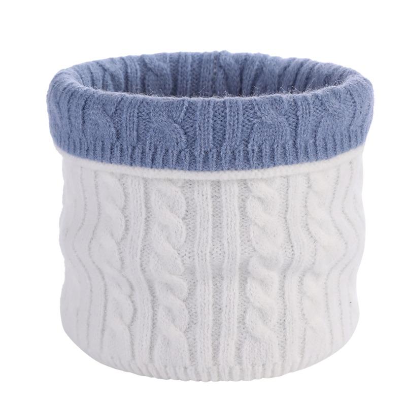Winter solid color warm scarf double-sided twist fashion neck cover women's scarf knitted wool elastic single ring pullover hat