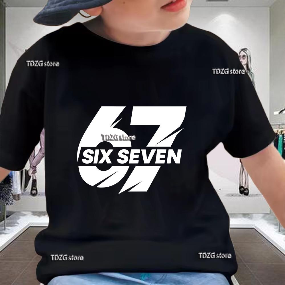 Summer Six Seven 67 Cool Print Children's Tshirt Short Sleeve  Cartoon Fashion Boys Tees Shirt Casual Harajuku Kid Clothes