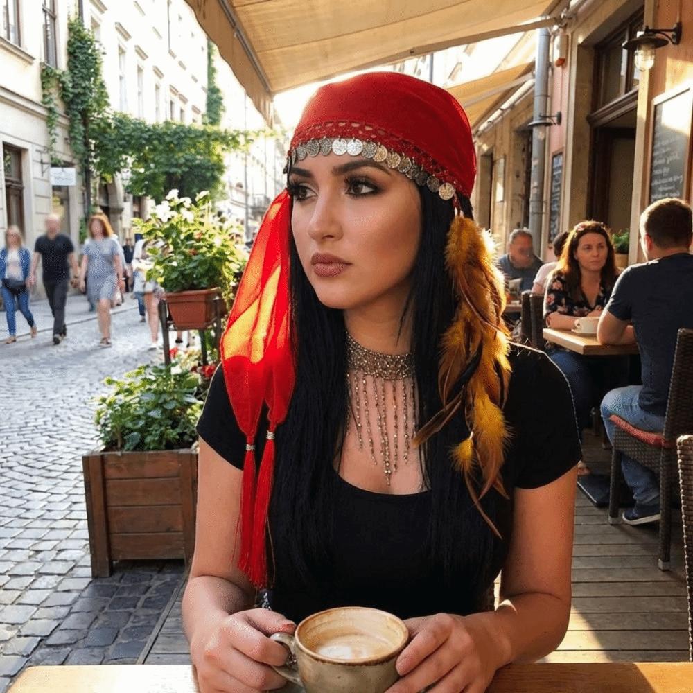 Crochet Belly Dance Accessories Traditional Dance Costume Headwear Coin Headscarf  Belly Dance