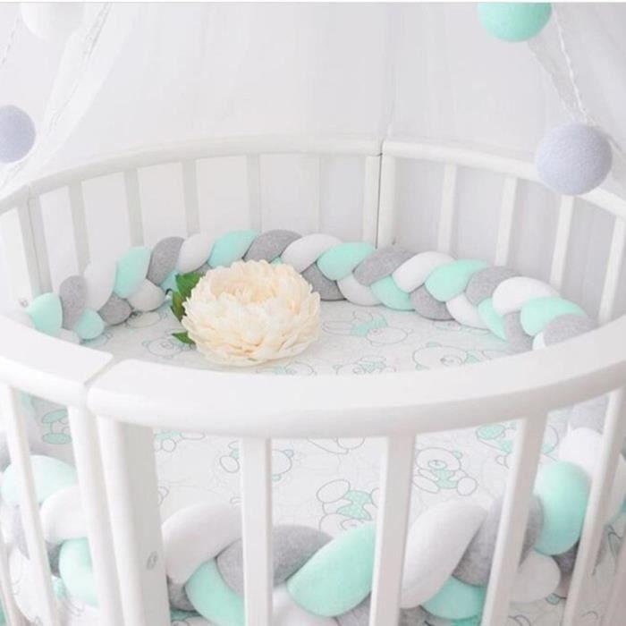 Pare-chocs de literie 2M - PB PEGGYBUY - Peluche super douce - Coton PP - Vert, gris, blanc