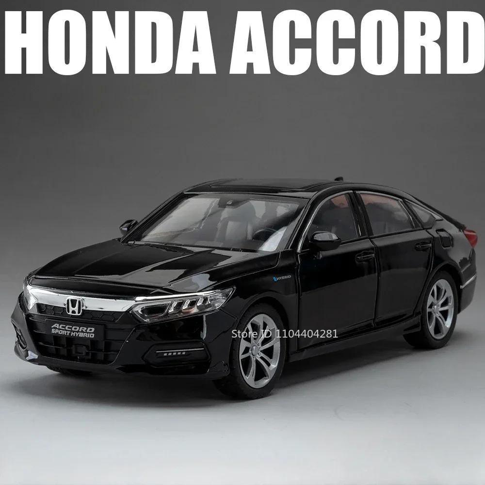 

1:24 Honda Accord Models Toys Alloy Diecast Cars Front Wheel Steering Doors Opened Sound Light Pull Back Vehices Friend s Gifts