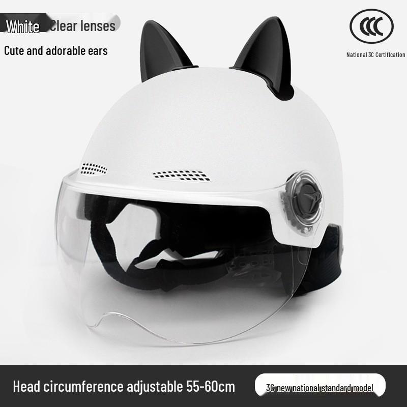 Certified Cat Ear Electric Bike Helmet for Men & Women: Sun Protection, All-Season Safety