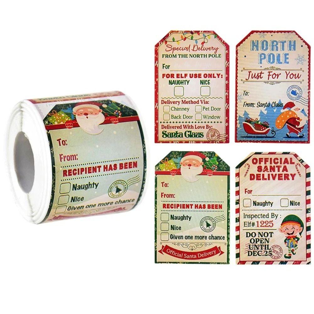200Pcs/Roll Creative Christmas Gift Tags Stickers Greeting Cards Decorations Christmas Decoration