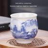 Blue and White Porcelain Heat-Insulating Ceramic Tea Cup - Large Anti-scalding Double-Walled Design for Home Use