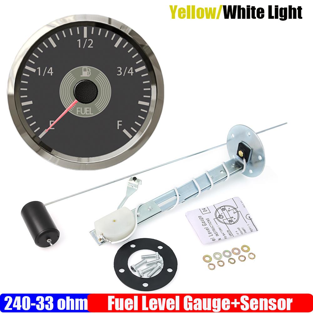 Retro Vintage Classic 2" 52mm Fuel Level Gauge+Sensor 240-33ohm Oil Tank Level Meter Indicator for Auto Car Marine Boat Yacht